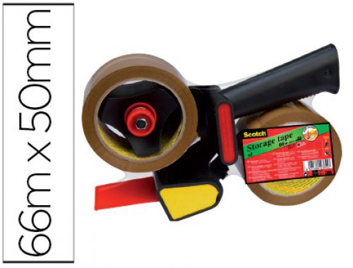 Porta rolo scotch para pack heavy duty baixo ruido + 2 rolos fita castanha 50mmx66 mt , Scotch , 75612 , 8021684438547